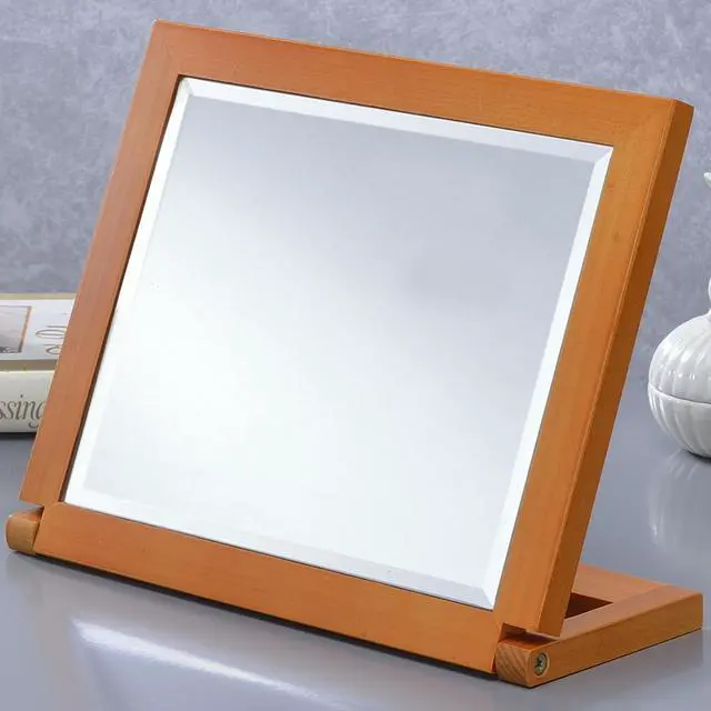 Alt view image 4 of 5 - 8" Tall Polyresin adjustable Make-Up Mirror, Walnut finish