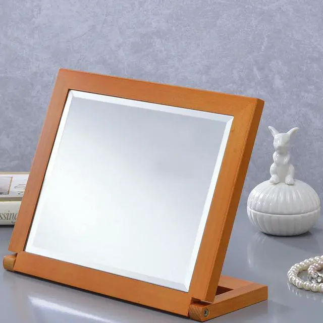 Alt view image 5 of 5 - 8" Tall Polyresin adjustable Make-Up Mirror, Walnut finish