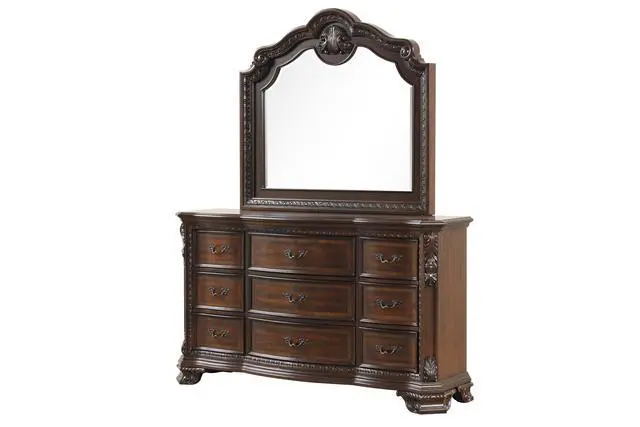 Alt view image 3 of 5 - Traditional Style Mirror Made with Wood frame in Walnut