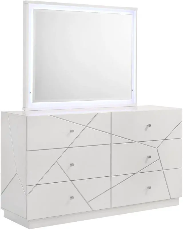 Alt view image 4 of 5 - Manhattan Mirror Lacquer Frame with Integrated LED Lighting for a Sleek, Modern Look (INCLUDES MIRROR ONLY) White