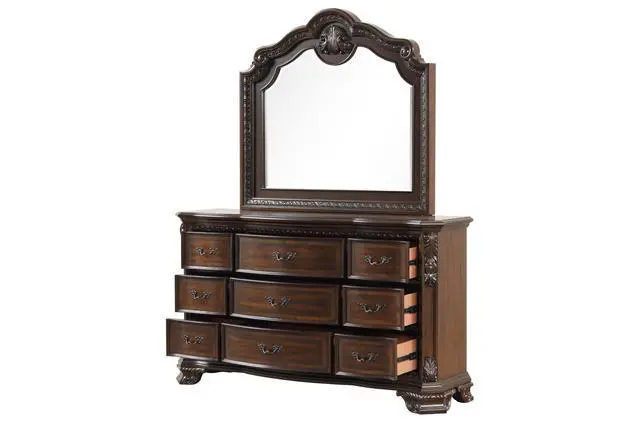 Alt view image 5 of 5 - Traditional Style Mirror Made with Wood frame in Walnut