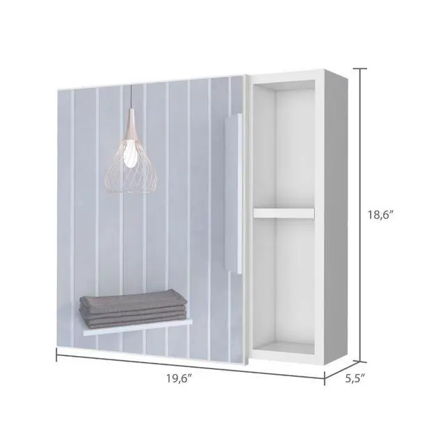 Alt view image 4 of 7 - Oman Medicine Cabinet, Three Internal Shelves, Single Door, Two External Shelves -White
