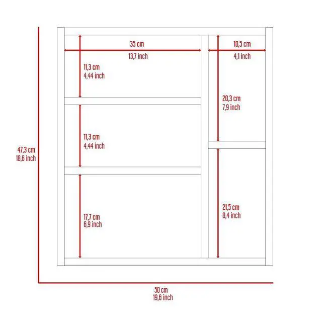 Alt view image 6 of 6 - Oman Medicine Cabinet, Three Internal Shelves, Single Door, Two External Shelves -Black
