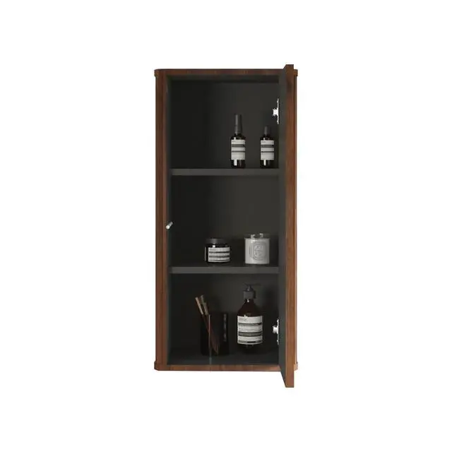 Alt view image 3 of 5 - CC0414S305 Striped Walnut Bathroom Floating Side Cabinet, Wall-mounted Storage Cabinet for Small Spaces, Pre-assembled