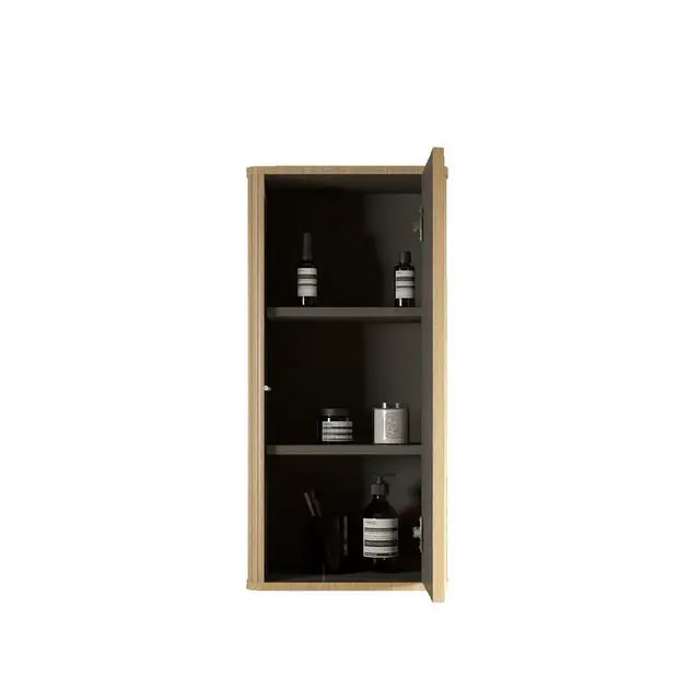 Alt view image 2 of 6 - CC0414S306 Natural Oak Bathroom Floating Side Cabinet, Wall-mounted Storage Cabinet for Small Spaces, Pre-assembled