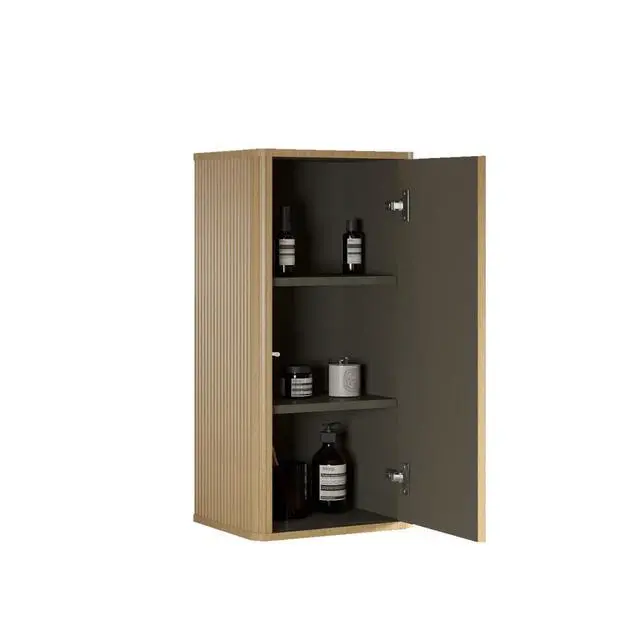 Alt view image 3 of 6 - CC0414S306 Natural Oak Bathroom Floating Side Cabinet, Wall-mounted Storage Cabinet for Small Spaces, Pre-assembled