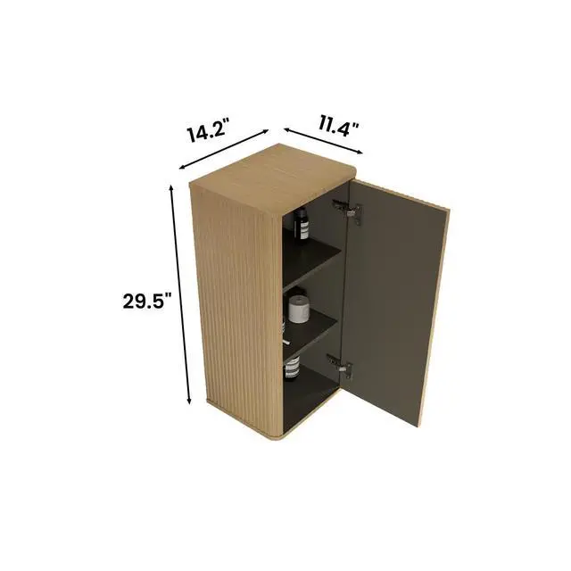 Alt view image 5 of 6 - CC0414S306 Natural Oak Bathroom Floating Side Cabinet, Wall-mounted Storage Cabinet for Small Spaces, Pre-assembled