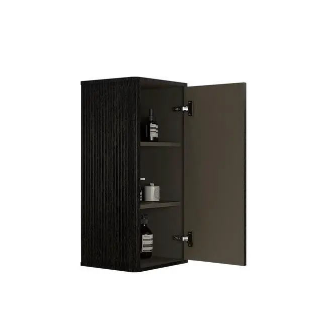 Alt view image 2 of 6 - CC0414S308 Striped Brushed Black Oak FloatingBathroom Floating Side Cabinet, Wall-mounted Storage Cabinet for Small Spaces, Pre-assembled