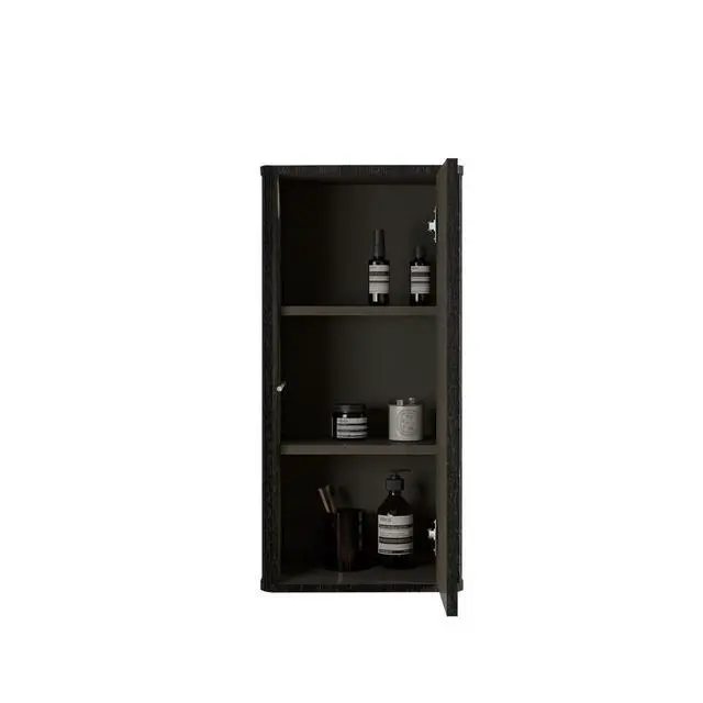 Alt view image 3 of 6 - CC0414S308 Striped Brushed Black Oak FloatingBathroom Floating Side Cabinet, Wall-mounted Storage Cabinet for Small Spaces, Pre-assembled