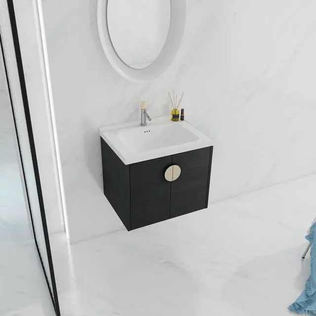 Alt view image 3 of 7 - 24 Inch Soft Close Doors Bathroom Vanity With Sink, For Small Bathroom,(KD-Packing)