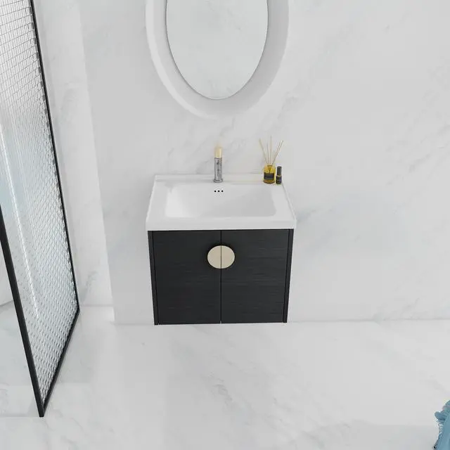 Alt view image 4 of 7 - 24 Inch Soft Close Doors Bathroom Vanity With Sink, For Small Bathroom,(KD-Packing)