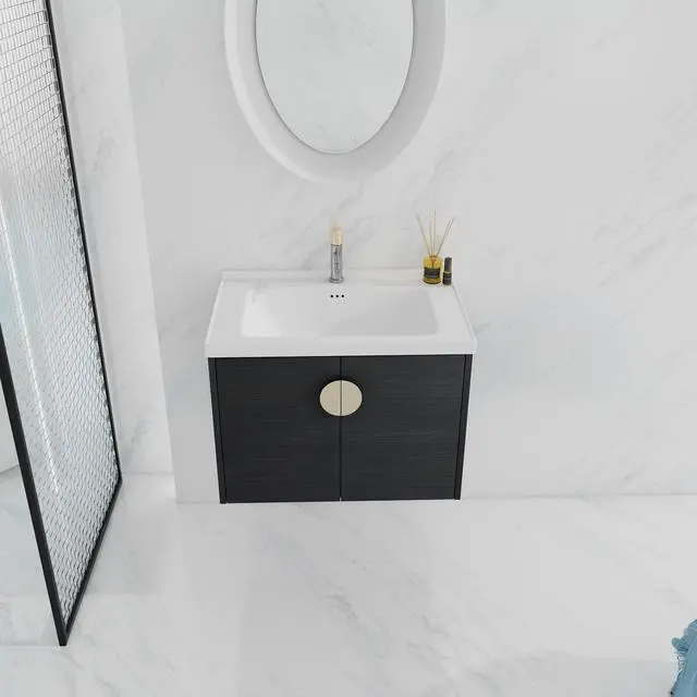 Alt view image 3 of 7 - 28 Inch Soft Close Doors Bathroom Vanity With Sink, For Small Bathroom,(KD-Packing)