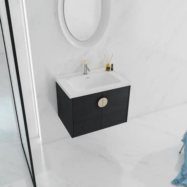 Alt view image 6 of 7 - 28 Inch Soft Close Doors Bathroom Vanity With Sink, For Small Bathroom,(KD-Packing)
