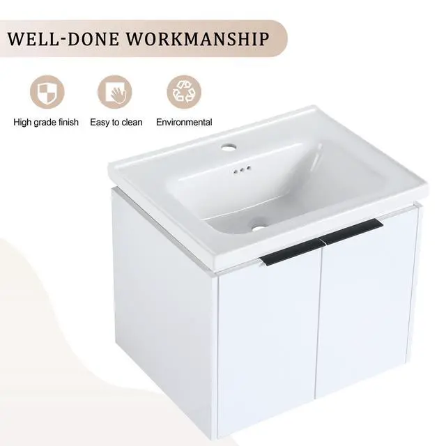 Alt view image 7 of 7 - 24 Inch Soft Close Doors Bathroom Vanity With Sink, Suitable For Small Bathroom