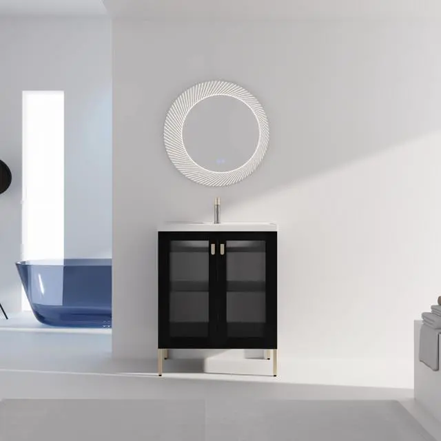 Main image of 28 Inch Freestanding Bathroom Vanity Plywood With Ceramic Sink, Soft Closing Door (KD-Package)