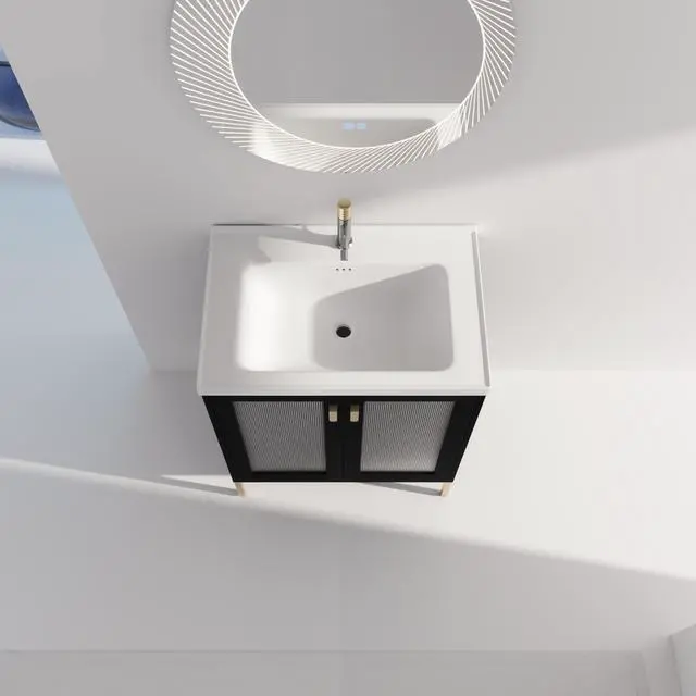 Alt view image 2 of 7 - 28 Inch Freestanding Bathroom Vanity Plywood With Ceramic Sink, Soft Closing Door (KD-Package)
