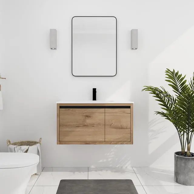 Main image of 36 Inch Wall Mounted Bathroom Vanity With Gel Sink