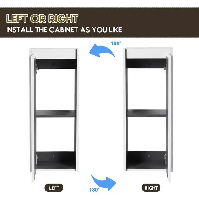 Alt view image 3 of 7 - 12" Bathroom Side Cabinet,Soft Close Doors,Float Mounting Design,(KD-Packing)