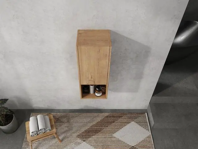 Alt view image 5 of 7 - 12" Bathroom Side Cabinet,Soft Close Doors,Float Mounting Design,Imitative Oak,(KD-Packing)