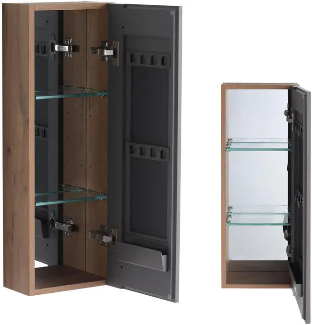 Main image of 10'' Bathroom Mirror Cabinet with Storage,Wall Mounted Medicine Cabinet with Mirror Door,Adjustable Glass Shelves,Plywood(MC901CIMO)
