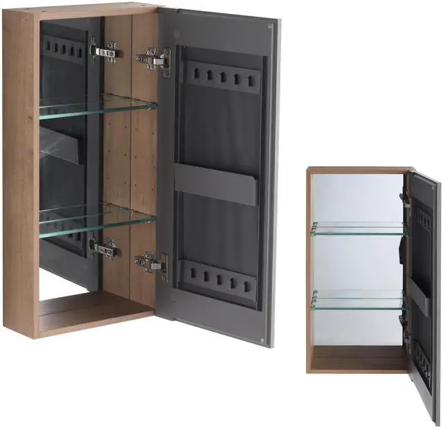 Main image of 14'' Bathroom Mirror Cabinet with Storage,Wall Mounted Medicine Cabinet with Mirror Door,Adjustable Glass Shelves,Plywood(MC901DIMO)