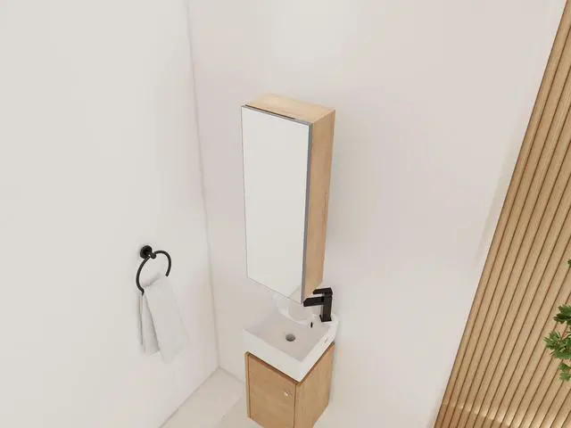 Alt view image 2 of 5 - 10'' Bathroom Mirror Cabinet with Storage,Wall Mounted Medicine Cabinet with Mirror Door,Adjustable Glass Shelves,Plywood(MC901CIMO)