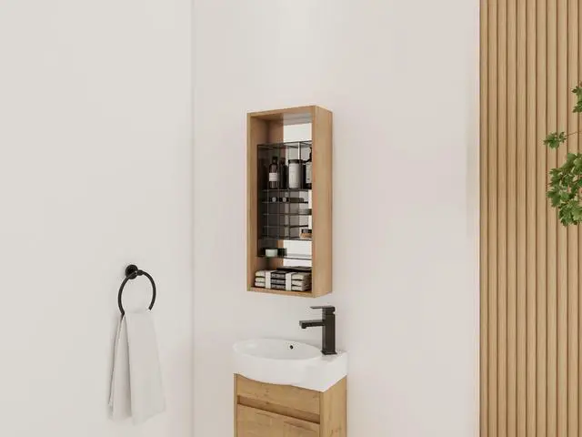 Alt view image 4 of 6 - 12'' Wall Mounted Storage Cabinet,Bathroom Mirror Cabinet with Storage,Plywood(MC223FIMO)