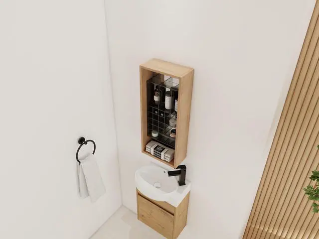 Alt view image 6 of 6 - 12'' Wall Mounted Storage Cabinet,Bathroom Mirror Cabinet with Storage,Plywood(MC223FIMO)