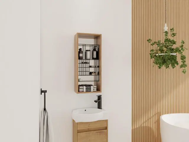 Alt view image 5 of 6 - 12'' Wall Mounted Storage Cabinet,Bathroom Mirror Cabinet with Storage,Plywood(MC223FIMO)