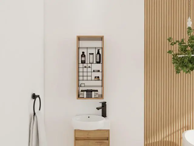 Alt view image 2 of 6 - 12'' Wall Mounted Storage Cabinet,Bathroom Mirror Cabinet with Storage,Plywood(MC223FIMO)
