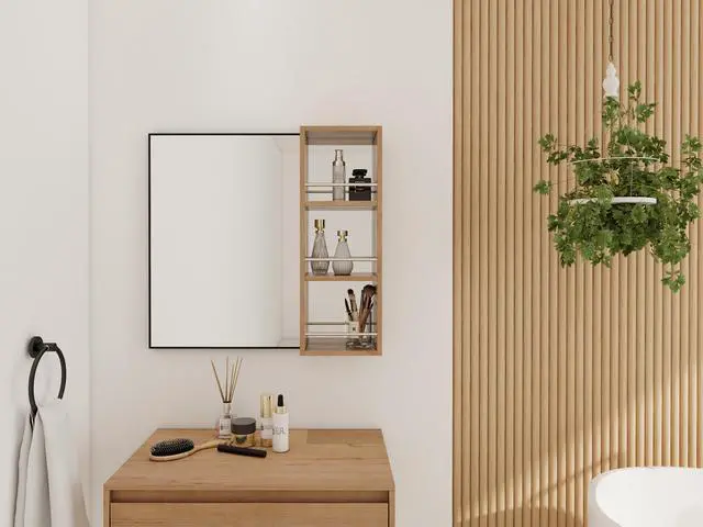 Alt view image 3 of 6 - 10'' Wall Mounted Mirror Cabinet,Bathroom Mirror Cabinet with Storage without door,Plywood(MC250GIMO)(Mirror Cabinet Only, Without Black Aluminum Frame Mirror )