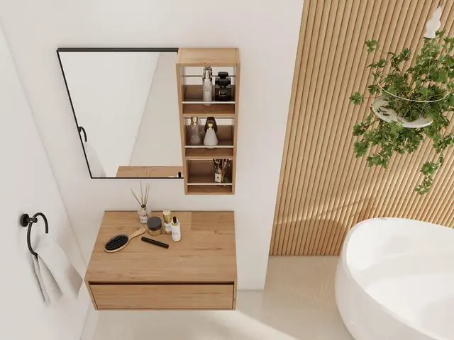Alt view image 4 of 6 - 10'' Wall Mounted Mirror Cabinet,Bathroom Mirror Cabinet with Storage without door,Plywood(MC250GIMO)(Mirror Cabinet Only, Without Black Aluminum Frame Mirror )