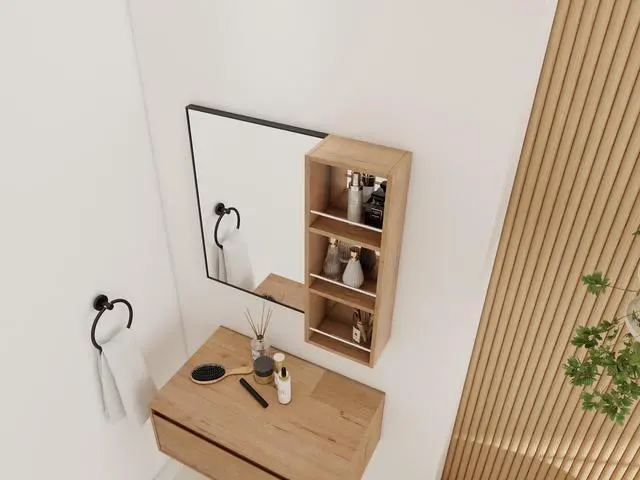 Alt view image 5 of 6 - 10'' Wall Mounted Mirror Cabinet,Bathroom Mirror Cabinet with Storage without door,Plywood(MC250GIMO)(Mirror Cabinet Only, Without Black Aluminum Frame Mirror )