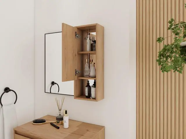 Alt view image 7 of 7 - 10'' Wall Mounted Storage Cabinet, Bathroom Mirror Cabinet with Soft Close Door,Plywood(MC250IIMO)(Mirror Cabinet Only, Without Black Aluminum Frame Mirror)