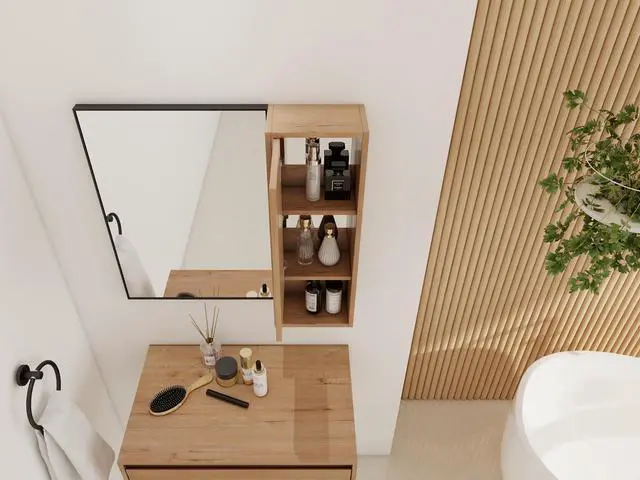 Alt view image 6 of 7 - 10'' Wall Mounted Storage Cabinet, Bathroom Mirror Cabinet with Soft Close Door,Plywood(MC250IIMO)(Mirror Cabinet Only, Without Black Aluminum Frame Mirror)