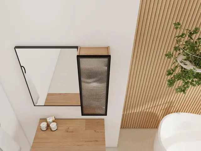 Alt view image 6 of 6 - 10'' Bathroom Wall Mirror Cabinet with Acrylic Door, Wall Mounted Cabinet with Adjustable Glass Shelf,Plywood(MC250HIMO)(Mirror Cabinet Only, Without Black Aluminum Frame Mirror)