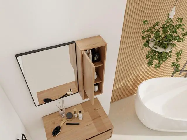 Alt view image 5 of 7 - 10'' Wall Mounted Storage Cabinet, Bathroom Mirror Cabinet with Soft Close Door,Plywood(MC250IIMO)(Mirror Cabinet Only, Without Black Aluminum Frame Mirror)