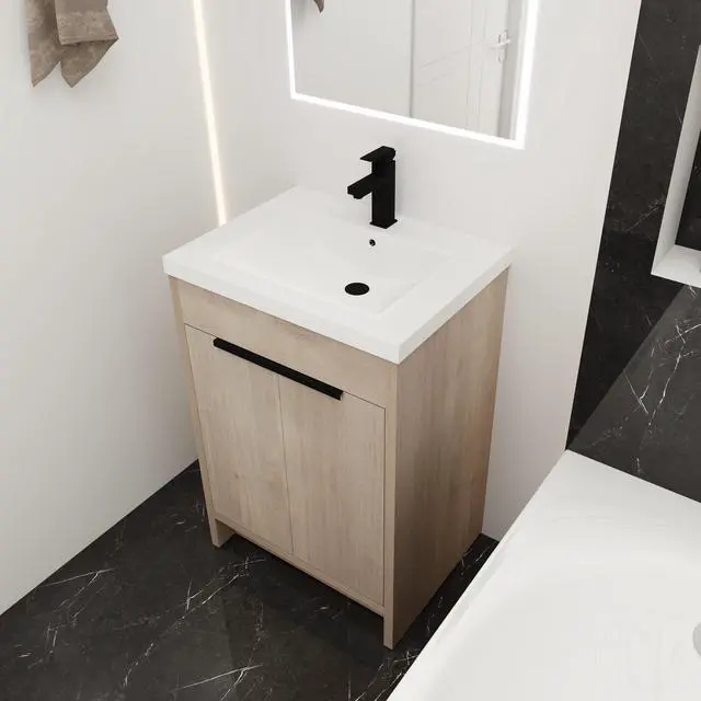 Alt view image 2 of 7 - (KD-PACKING)24 Inch Freestanding Bathroom Vanity With White Resin Sink(G-lemon SKU:BVB02424PLO-GRB2440),W1286S00017