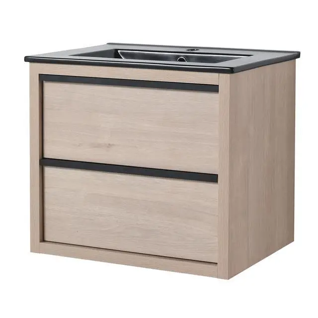 Alt view image 7 of 7 - 24" Bathroom Vanity, With Black Ceramic Sink And 2 Soft Close Drawers(BVA02524PLO-G-BL9060BK)W1286S00035