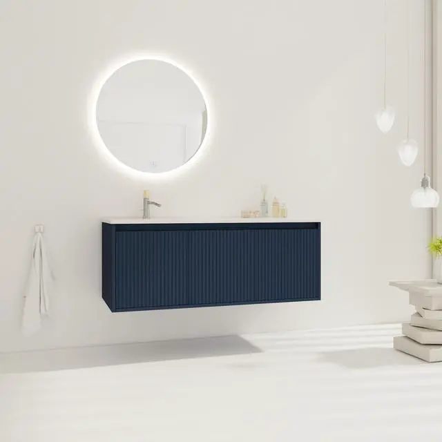 Alt view image 6 of 7 - 48" Floating Bathroom Vanity with Drop-Shaped Resin Sink