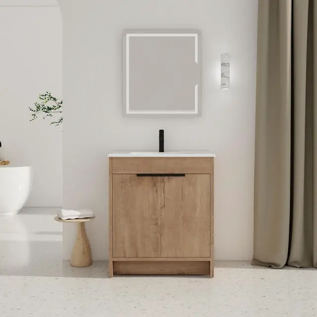 Main image of 30" Freestanding Bathroom Vanity with White Ceramic Sink & 2 Soft-Close Cabinet Doors ((KD-PACKING),BVB02430IMO-BL9075B
