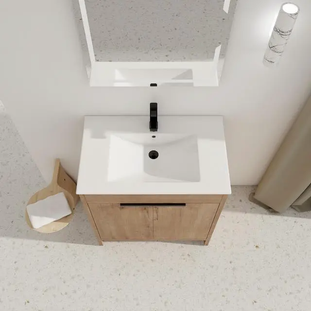 Alt view image 6 of 7 - 30" Freestanding Bathroom Vanity with White Ceramic Sink & 2 Soft-Close Cabinet Doors ((KD-PACKING),BVB02430IMO-BL9075B
