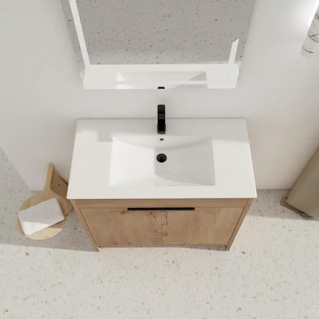 Alt view image 6 of 7 - 36" Freestanding Bathroom Vanity with White Ceramic Sink & 2 Soft-Close Cabinet Doors ((KD-PACKING),BVB02436IMO-F-BL9090B