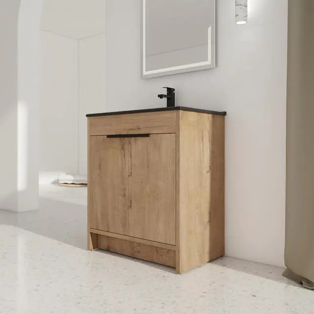 Alt view image 5 of 7 - 30" Freestanding Bathroom Cabinet With Basin & 2 Soft-Close Cabinet Doors ((KD-PACKING),BVB02430IMO-BL9075BK