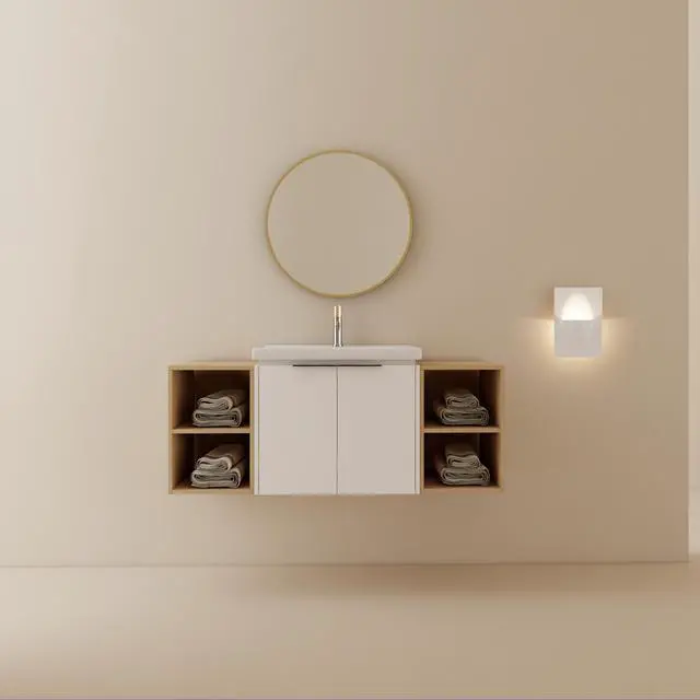 Alt view image 2 of 7 - 48 Inch Soft Close Doors Bathroom Vanity With Sink, and Two Small Storage Shelves,BVC07448WHLTK