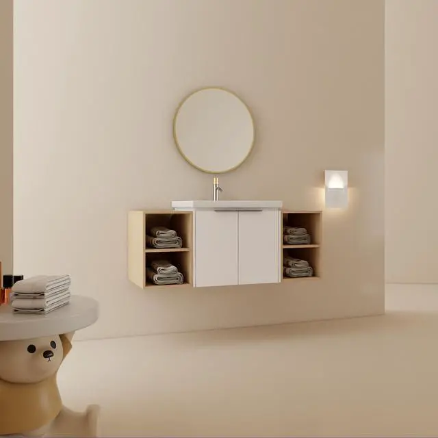 Alt view image 3 of 7 - 48 Inch Soft Close Doors Bathroom Vanity With Sink, and Two Small Storage Shelves,BVC07448WHLTK