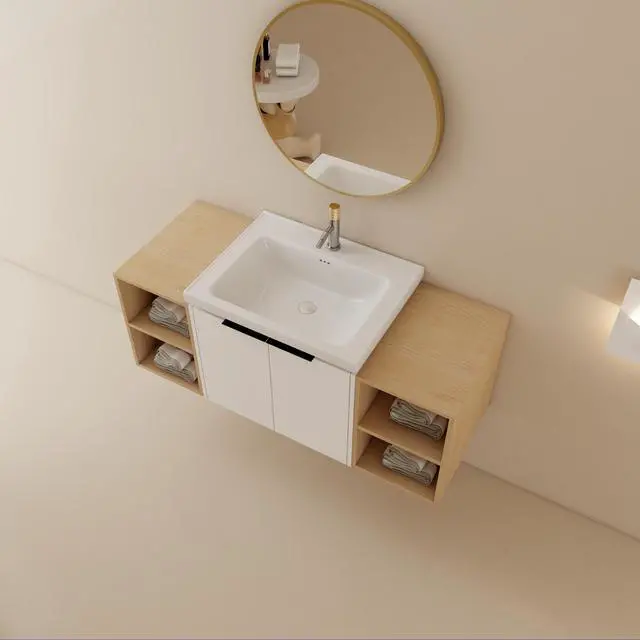 Alt view image 5 of 7 - 48 Inch Soft Close Doors Bathroom Vanity With Sink, and Two Small Storage Shelves,BVC07448WHLTK