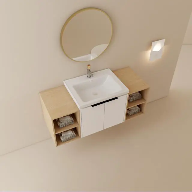 Alt view image 6 of 7 - 48 Inch Soft Close Doors Bathroom Vanity With Sink, and Two Small Storage Shelves,BVC07448WHLTK
