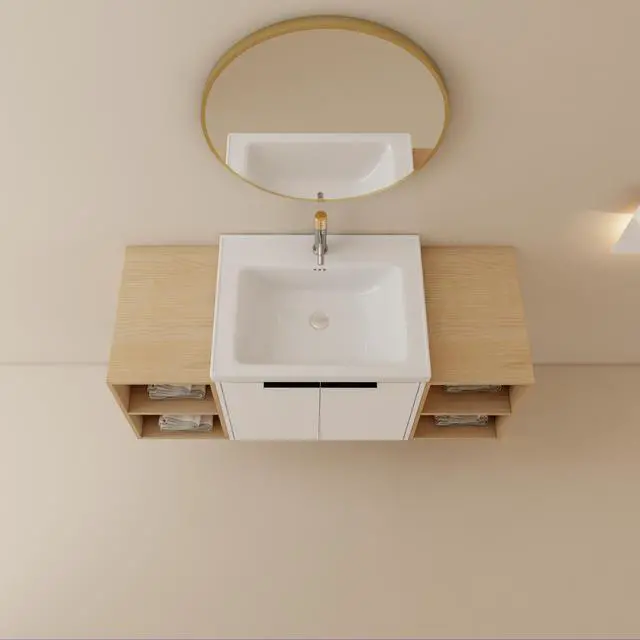 Alt view image 7 of 7 - 48 Inch Soft Close Doors Bathroom Vanity With Sink, and Two Small Storage Shelves,BVC07448WHLTK