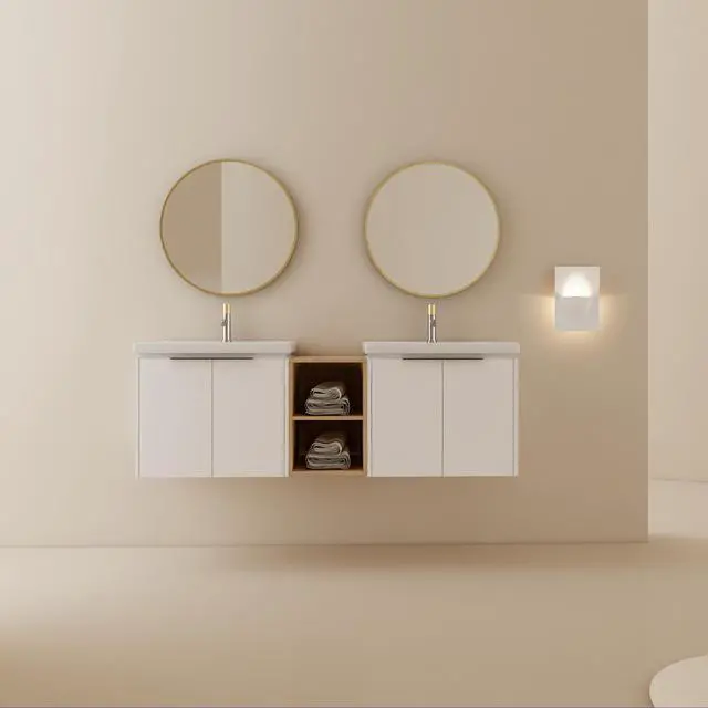 Alt view image 2 of 7 - 60 Inch Soft Close Doors Bathroom Vanity With Sink, and A Small Storage Shelves,BVC07460WHLTK